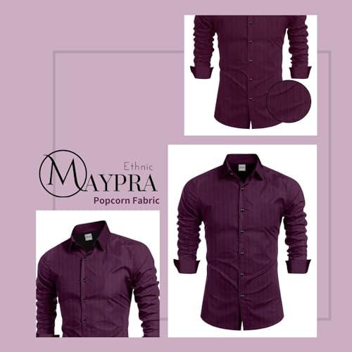 Image of Tailored Fit Men's Embossed Cotton Fabric with Long Sleeves Premium Casual Shirt for Men