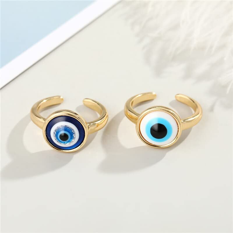 Anillo Azul Rojo para Mujeres Hombres de Circón Geométrico Corazón Abierto Pareja Anillos de Boda Joyas Blancas, OZZKI, Blanco