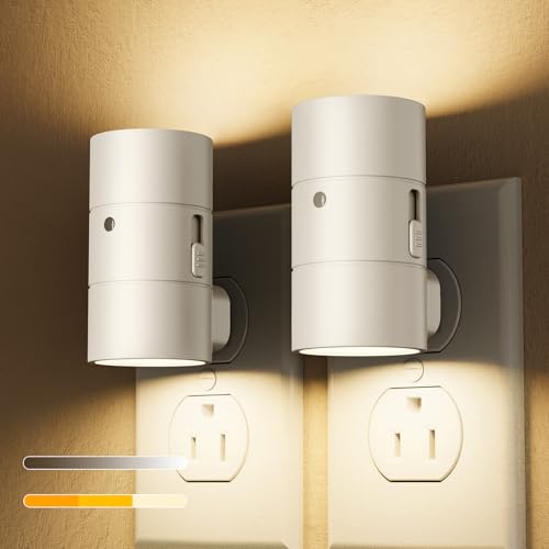 Image of VOLISUN Night Light, Dimmable Led Night Lights Plug into Wall, Amber /3000K /4500K, 0-100LM Adjustable Brightness, Dusk to Dawn Nightlight for Hallway, Bathroom, Bedroom White 2 Pack
