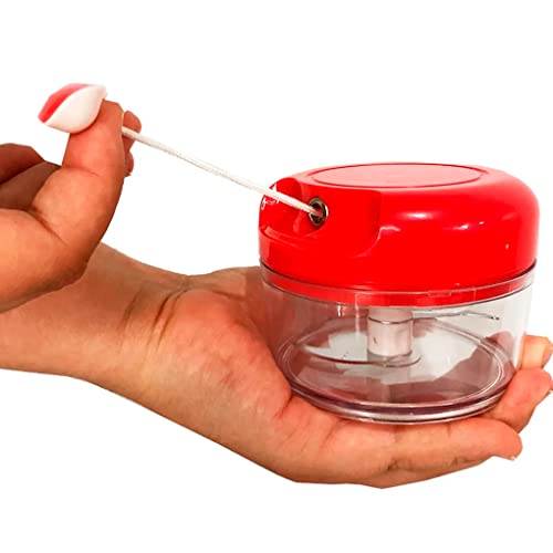 MINI PROCESSADOR DE ALIMENTOS MANUAL DE PLÁSTICO 2 LÂMINAS VERMELHO 8,6x7cm/200ml