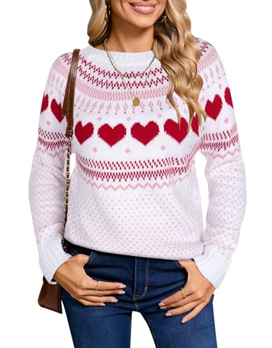 Image of Women's Long Sleeve Crewneck Casual Fall Winter Fair Isle Pullover Sweaters