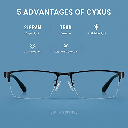 Image of Cyxus Blue Light Blocking Glasses for Men Woman Semi Rim Computer Gaming Office Study Eyeglasses with UV Protection 5 Pack 8001T02