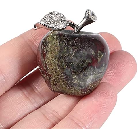 Loveliome Natural Dragon Blood Stone Apple Statue, Healing Crystal Figurine Sculpture Home Ornament Wedding Decoration 3 cm Cover