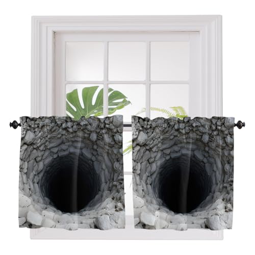Shine-Home Deep Well Grey Curtains 24 Inch Length 2 Panels,