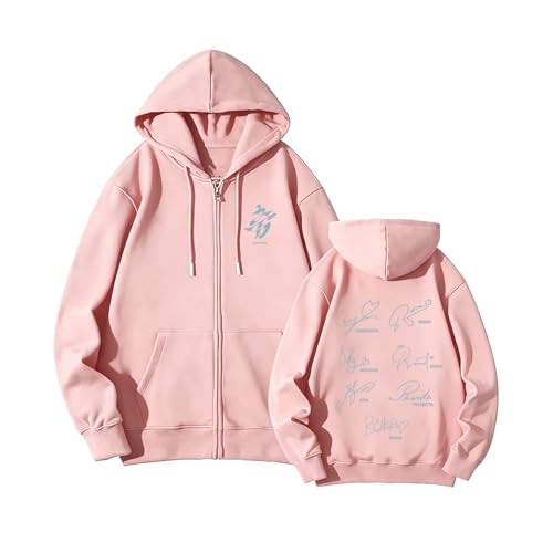 춤 (CHOOM) World Tour2026 Sweat à Capuche Album High Street Coton Tissu Fermeture éclair Sweat(B Pink,M)