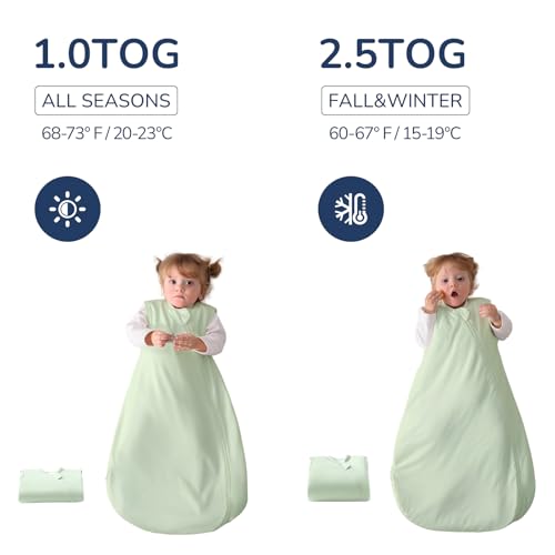 Image of 2.5 Tog Baby Sleep Sack 18-24 Months, Supersoft Quilted Cotton Thermostatic Toddler Sleeping Sack for Babies Infant, 2-Way Zipper Warm Comfy Baby Wearable Blanket