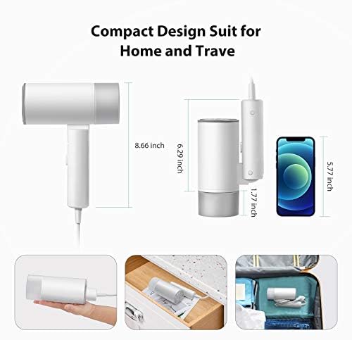 Yumcute Clothes Steamer, Portable Steamer 1200w 200ml, Portable Handheld Garment Steamer for Home and Travel, Foldable and Wall-mounted Steam Irons