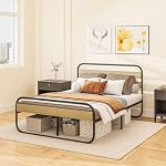 HOMCOM Cadre de lit Double 140 x 190 cm lit 2 Personnes Style Industriel avec Rangement, sommier, tête et Pied - Montage Facile, en Bois et Acier, Aspect Bois
