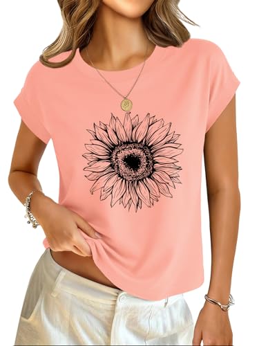 GKBK Cotton Cap Sleeve Womens Tops Crop High Neck Short Sleeve Summer Cute Casual Shirts Boxy Spring Clothing Outfits
