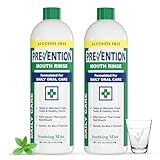 Prevention Daily Care Alcohol-Free Mouthwash, Hydrogen Peroxide Teeth Whitening with Soothing Fresh Mint for Bad Breath Treatment, Fluoride-Free Gum Care Oral Mouth Rinse 16 oz 2 Pack