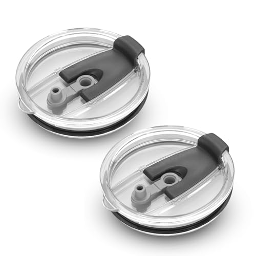 Travel Mug Lid Replacement - ShiningUU 2-Pack 20oz Spill-Proof Flip Lid for Tumbler Cup | Clear Classic Design, Straw-Friendly & Non-Slip Fit (3.46x3.46In)