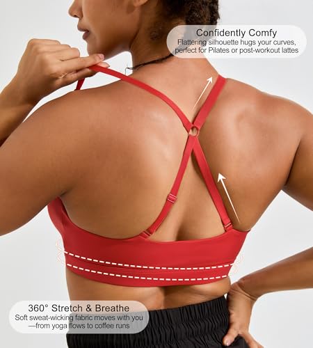 Image of Padded Sports Bras for Women - Strappy Sports Bra Workout Tops for Women Twist Front Gym Tops