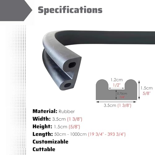 Protector de borde marino, tira de goma duradera para protección anticolisión en barcos, SUV, camiones y protectores de muelle