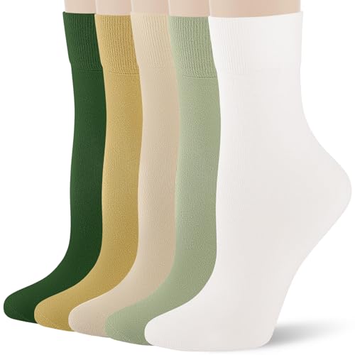 Image of FGZ Women's Crew Socks 5 Pairs Soft Combed Cotton,Breathable Everyday Casual Socks for Women