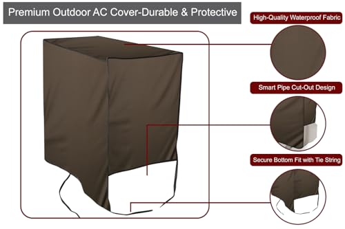 Image of The Furnishing Tree Split AC Cover Set of Indoor and Outdoor Unit Used for 1.5 Ton Bluestar YCTU Sand Pattern Brown on Beige Base