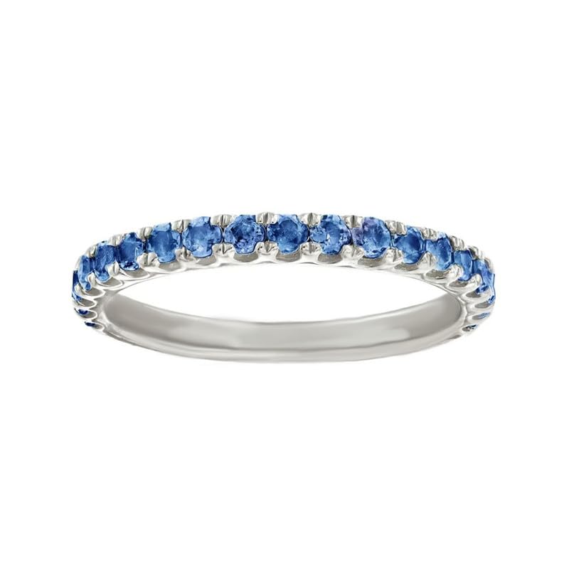 925 Sterling Silver Natural London Blue Topaz Gemstone Half Eternity Band, Silver Ring For Women - Main Image