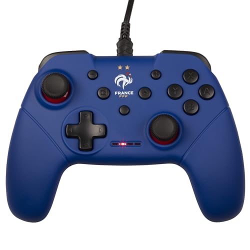 Konix FFF Manette filaire pour Nintendo Switch, Switch 2 et PC - Fonction vibration - Câble 3 m - Bleu