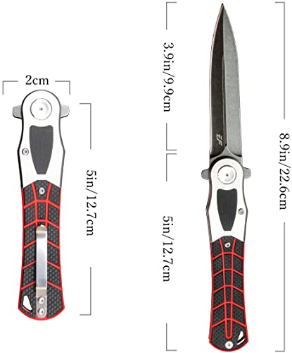 Eafengrow Ef970 Folding Knife D2 Steel Blade G10 Handle Edc Tool Knife For Working Camping Hiking (Black) #TOP1