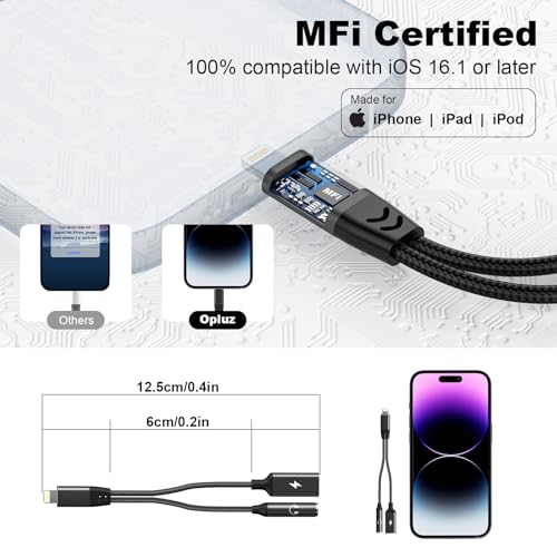 Lightning to 3.5 mm Headphone Jack Adapter 2 in 1 iphone Headphone Adapter Aux Audio and Charger Adapter Dongle Cable Splitter Earphones Headphones Splitter for iphone 14 13 12 11 XS XR X 7 8 ipad - Thumbnail 6