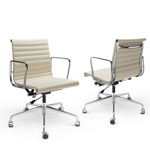 OTDMEL Ribbed Office Chair with Top Grain Leather - Mid