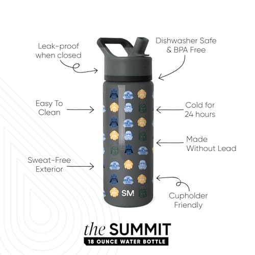 Image of Simple Modern Kids Summit Water Bottle with Straw Lid | Star Wars 18oz Stainless Steel Cup Insulated Tumbler for Boys, Girls, School | Star Wars Helmets