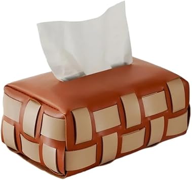 Tissue Box Cover Tissue Box Checkered Woven Leather Paper Living Room Table Bedroom Organiser Pumping Paperchase DispenserBrown