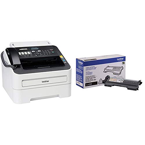 Brother FAX-2840 High Speed Mono Laser Fax Machine, Dark/Light Gray - FAX2840 & Genuine High Yield Toner Cartridge, TN450, Replacement Black Toner, Page Yield Up to 2,600 Pages
