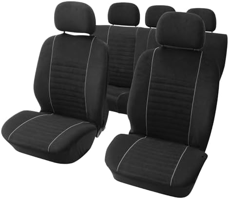 Carpoint 310504 Car Seat Cover Set, Black/Grey, 9 Pieces image 4