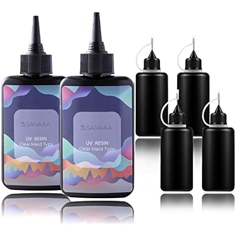 Thin Type UV Resin 200g with 4 Precision Tip Applicator Bottle One Minute Fast Curing Clear Hard Type for Polymer Clay Seal, Tumbler, Pen, DIY Earring Pendant Jewelry Making Cover