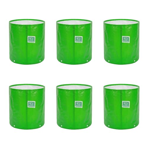 Image of GREENSHEEP HDPE Grow Bag Heavy Duty 260 GSM Round Plants Flower Growing Bags Floor Standing Mount Type for Home Garden Balcony Terrace Kitchen Nursery (Green, 15x18 inch, Pack of 6)