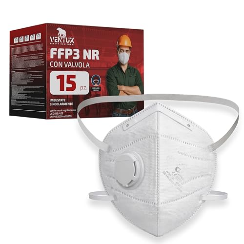 VENTUX SAFETY EQUIPMENT FFP3 con Valvola - 15 Pezzi - Mascherina FFP3 con...