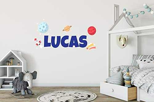Vinilo Decorativo Personalizado Cohete y Planetas 30x15" miniatura 5