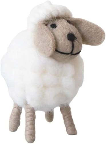 White Hand Woven Cute Felt Sheep Figurine, Living Room Bedroom Novelty Ornaments Collectible Figurines