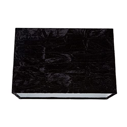 Modern and On-Trend Designer Jet Black Shimmer Crushed Velvet Fabric Rectangular Lamp Shade for Wall Ceiling or Table - 29cm Length Suitable for The Home or Commercial Usage by Happy Homewares