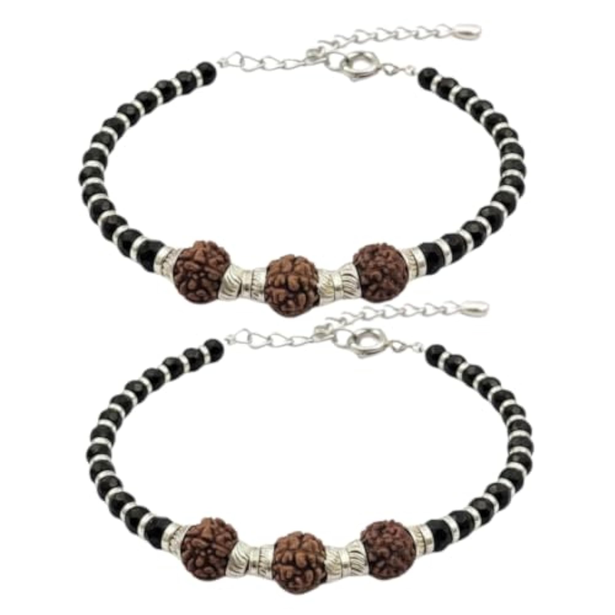 925 Sterling Silver Baby Bracelet with Rudraksha Beads