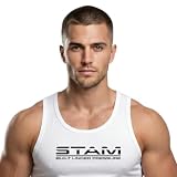 STAMX STAM Herren Tank Top Muskelshirt Ärmellos Bodybuilding, Weiss, l