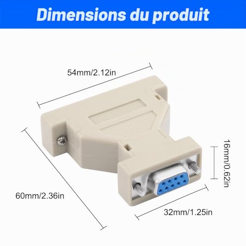 MEIRIYFA DB9 vers DB25 Serielle Adapter Coupleur, DB9 femelle vers DB25 femelle, convertisseur de genre série en modem, adaptateur pour PC Appareils série (2 pièces, F-F) – vue 6