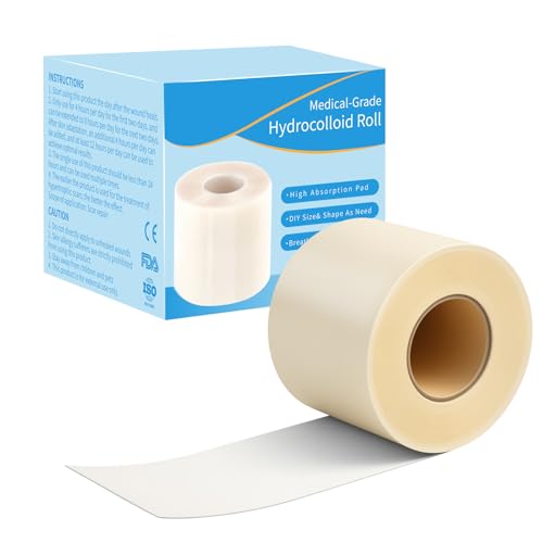 Hydrokolloid Pflaster Rolle für Wundverbände 5cm x 5m Selbstklebender Hydrokolloid Bandagen Wundpflaster Wundverband für Blasen Schnittwunden Blasen Akne