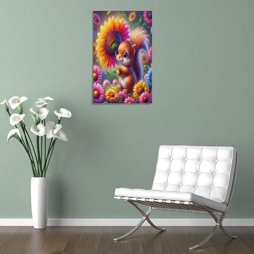Toile écureuil murale tableau déco nature 60x90 cm - 5