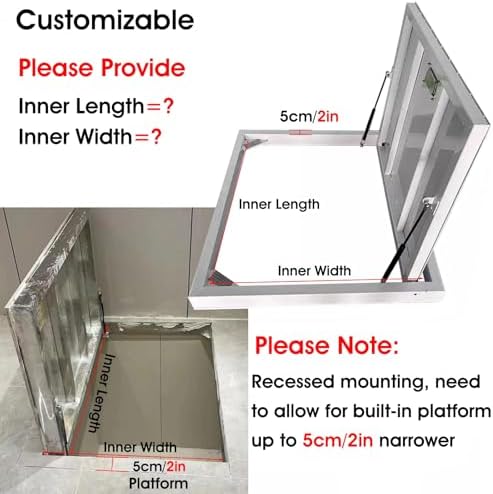 Hidden Wine Cellar Door - Heavy-Duty Steel Recessed Floor Access Hatch for Basement & Crawl Space, Includes Suction Cup Opener for Easy Entry and Secure Storage