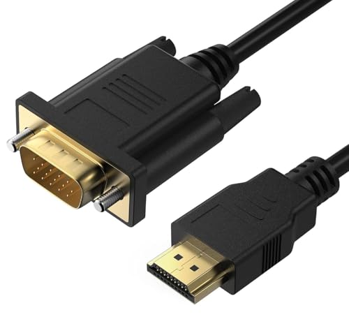 SNLLMZI HDMI to VGA, HDMI to VGA Cable 6 Feet (Male to Male) with Gold-Plated Connectors – Compatible with Laptop, PC, Monitor, Projector, TV, Xbox, Roku & More