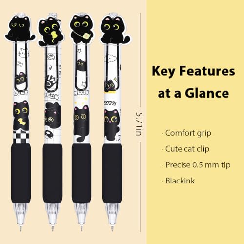 Set de 16 bolígrafos y notas adhesivas con diseño de gato negro miniatura 4