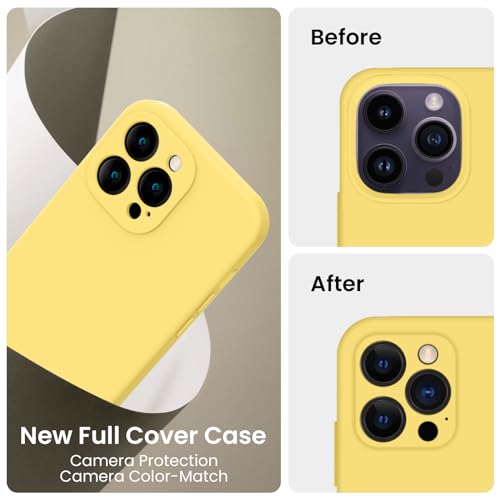 Image of FireNova Designed for iPhone 14 Pro Case, Silicone Upgraded [Camera Protection] Phone Case, Soft Anti-Scratch Microfiber Lining Inside, 6.1 inch, Yellow