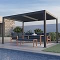 Grand Patio Outdoor 10x13 Aluminum Pergola with Adjustable Louvers and Integrated Drainage System – Outdoor Patio Canopy, Easy Assembly, Carbon