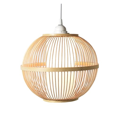 Lustre asiatique en rotin tressé à la main luminaire suspendu traditionnel 32cm
