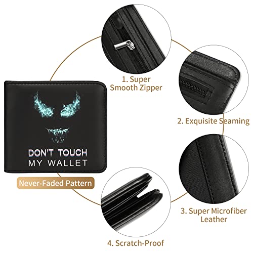 Bistup 001 Cool Wallet- Funny Leather Credit Id Card Cash Holder Man Black Rfid Blocking Zipper Wallets With Coin Pocket Id Window Aesthetic Men Teen Boy Male Youth Guys thumb #4