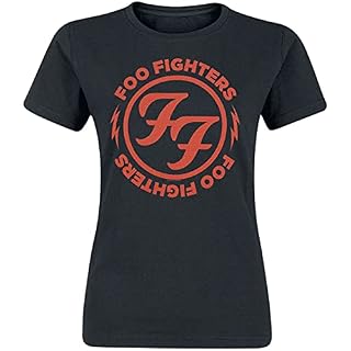 Générique Foo Fighters Logo Red Circle Femme T-Shirt Manches Courtes Noir Regular/Coupe Standard - Les Beatles, Paul McCartney, John Lennon, RIngo Starr, George Harrison