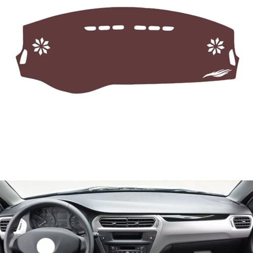 Anti-Slip Sun-Proof Dashboard Cover Compatible with Peugeot 301 （Half Covered ） 2017-2018, Premium Leather (Brown)