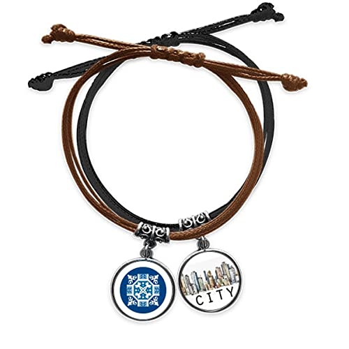 Bracelet marocain bleu abstrait en cuir Sidi et corde tressée pour chaîne de main