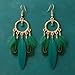 Feather Earrings For Women, Boho Vintage Statement Dangle Earrings Long Drop Lightweight Summer Earrings 2025 Festival Jewelry Tribal Bohemian Style Fashion Jewelry Gift (Green)